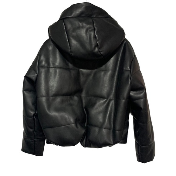 Zara Faux Leather Puffer Hooded Jacket Size XS - Picture 5 of 16